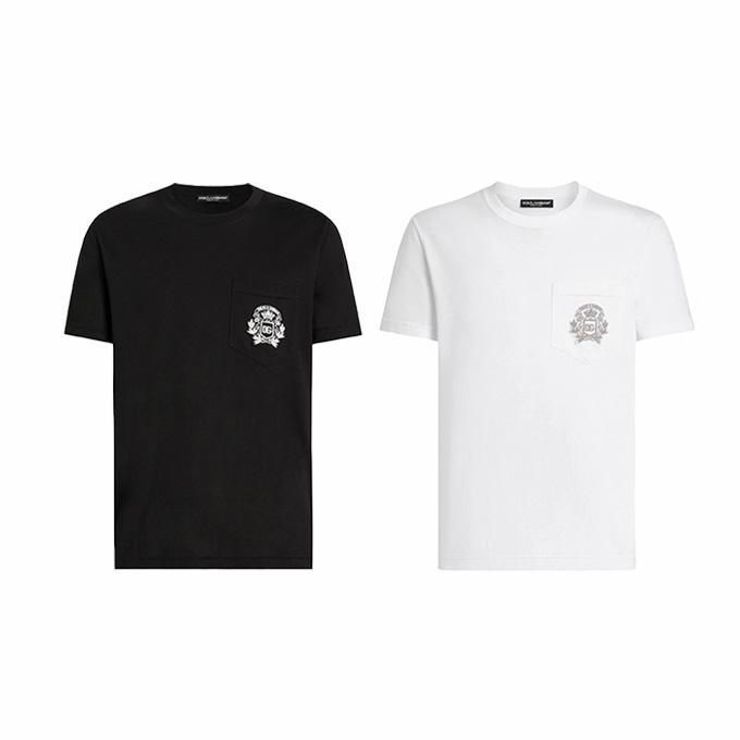 dolce & gabbana embroidered crest pocket t-shirt